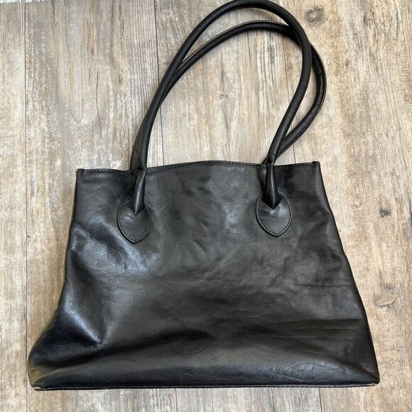 I Ponti Firenze Shoulder Bag Black Genuine Italian Leather - Picture 2 of 14